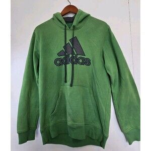 Adidas Hoodie Mens M Pullover Neon Green Kangaroo Pocket Logo Athletic